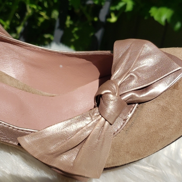 Aldo Collection Nude Suede Heels With Leather Bow - Picture 4 of 13